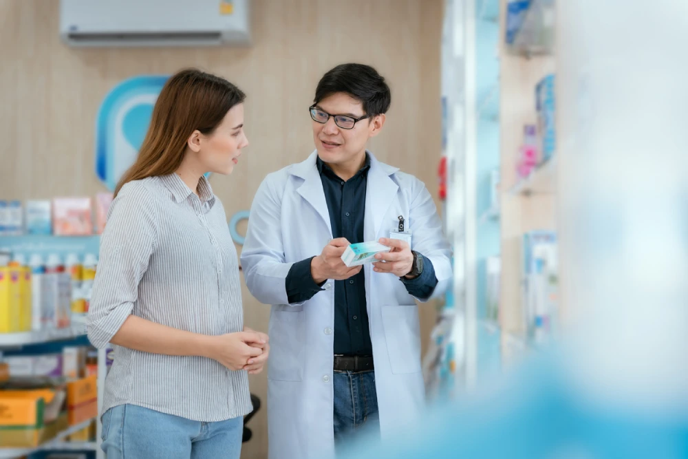 local pharmacist recommending allergy relief medication