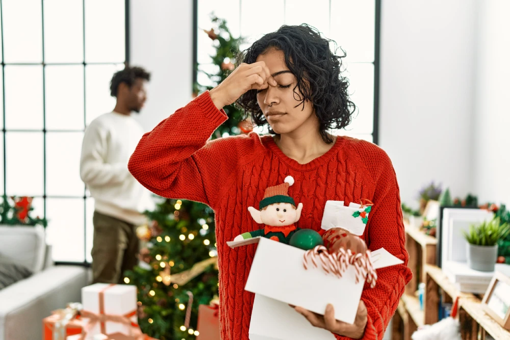woman experiencing holiday stress